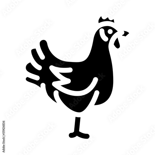 chicken domestic farm bird glyph icon vector. chicken domestic farm bird sign. isolated symbol illustration