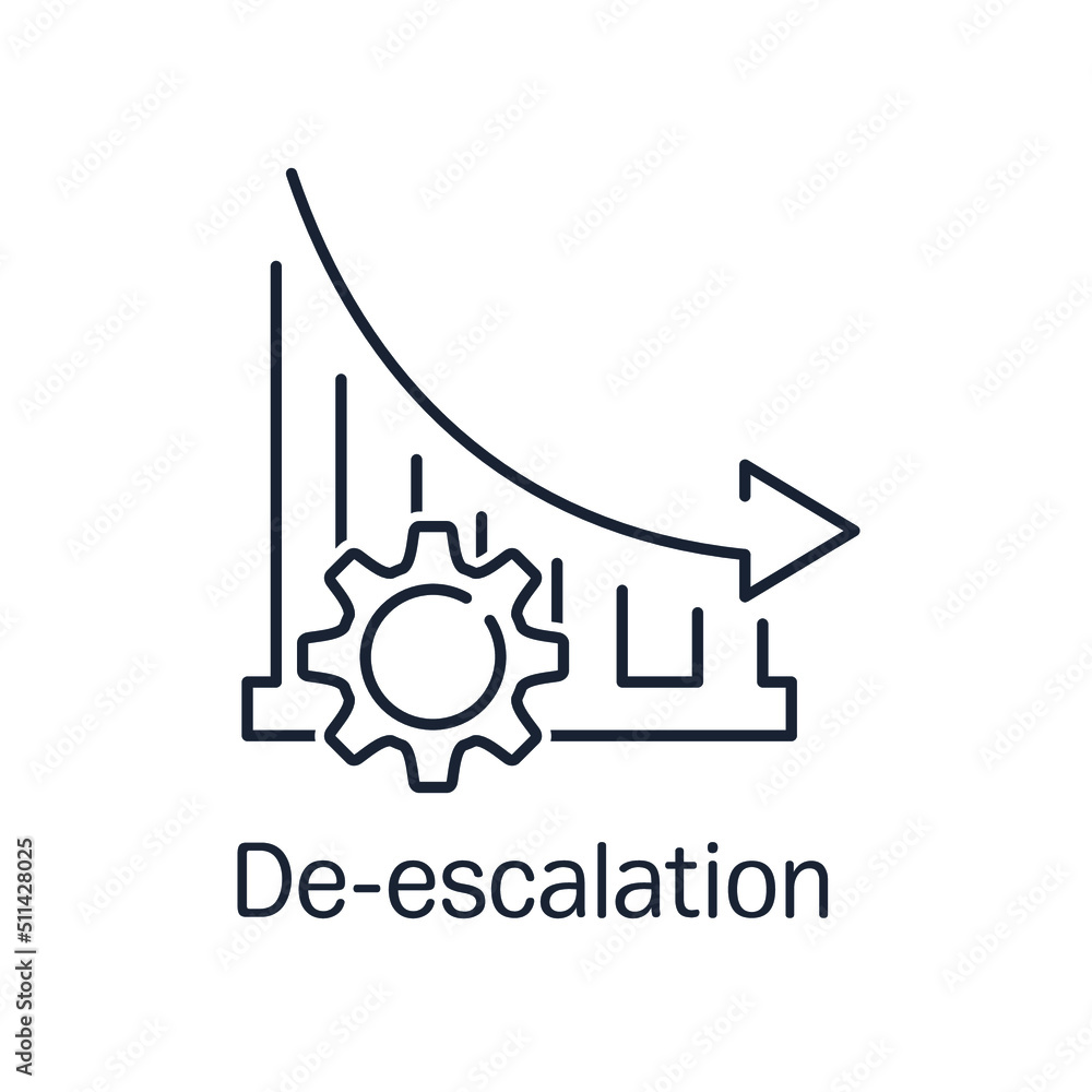 de-escalation process. Vector linear illustration isolated on white background.