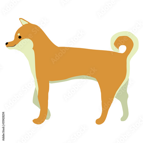 歩く柴犬のイラスト素材