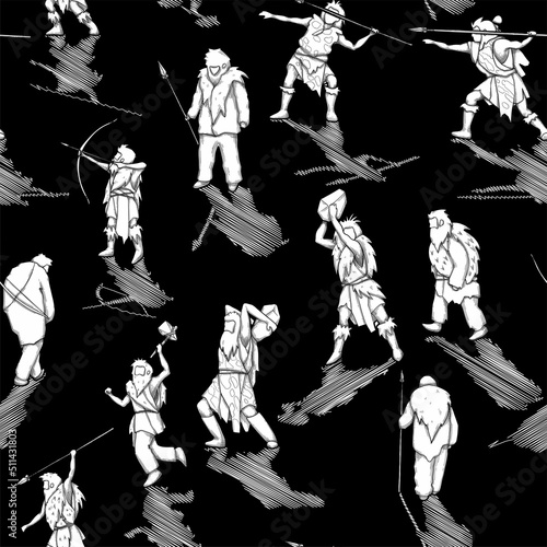 Collection of a graphic cavemen casting shadows