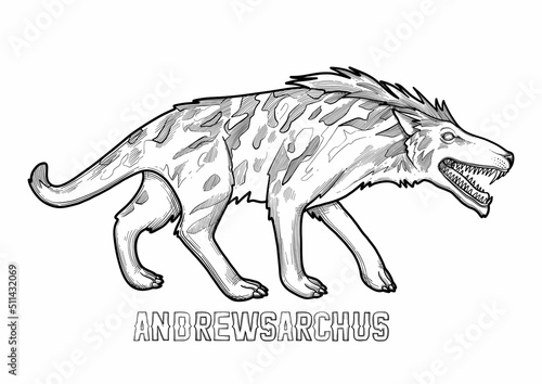 Graphic prehistoric andrewsarchus isolated on white background photo