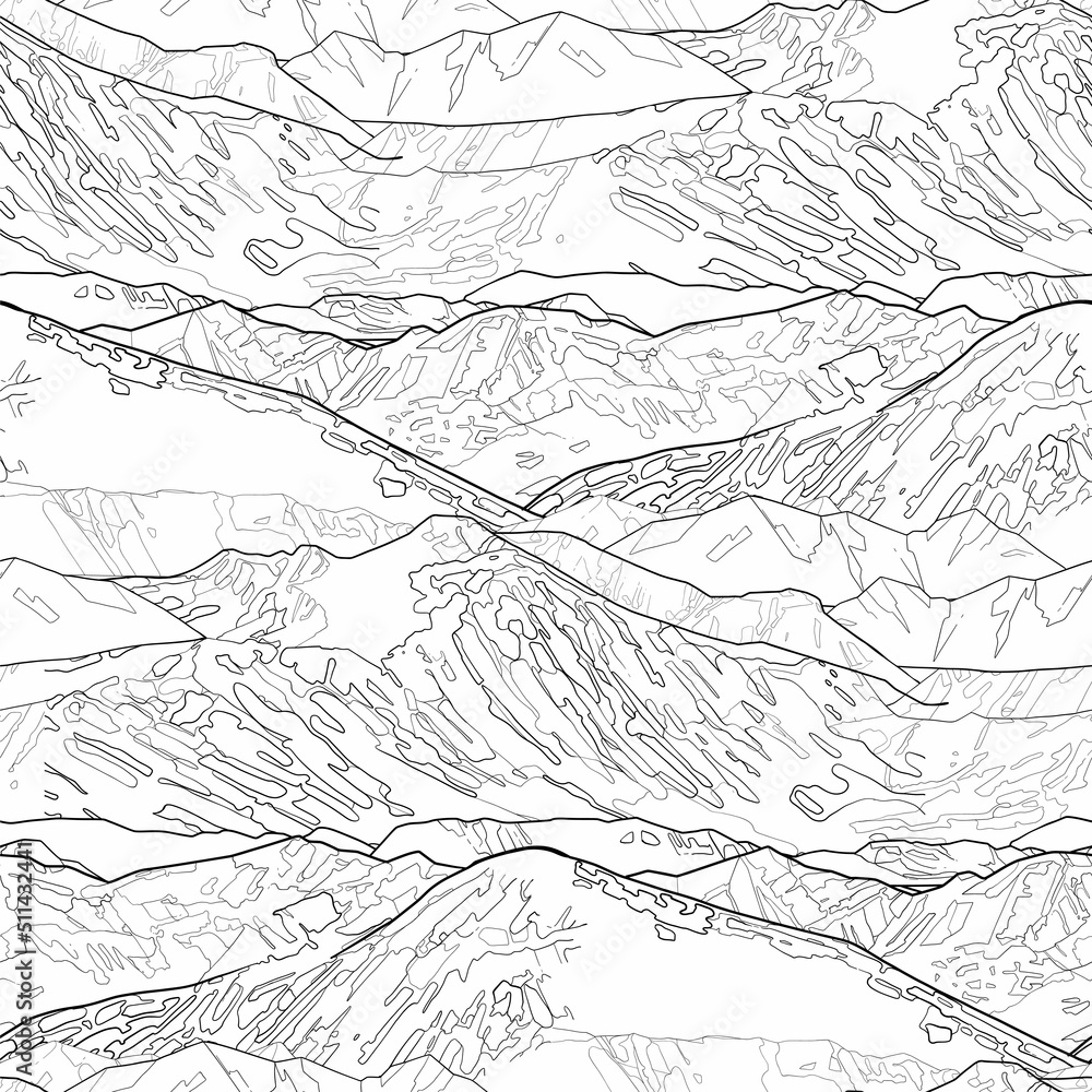 Fototapeta premium Repeated seamless pattern of an abstract graphic mountains.