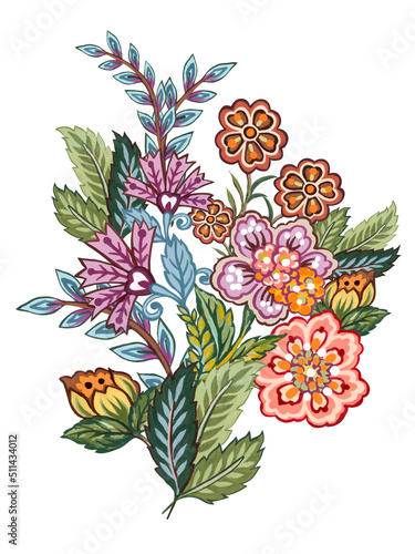 Konstfotografi Fantasy flowers in retro, vintage, jacobean bouquet style