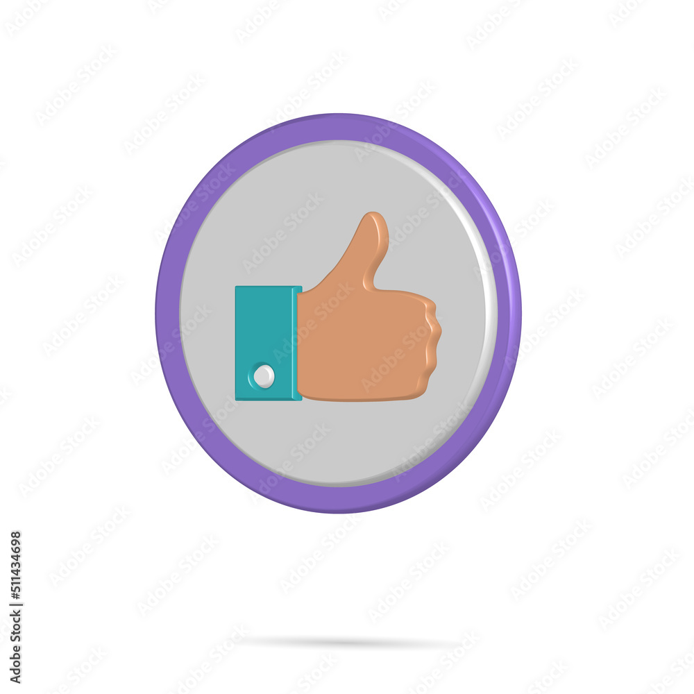 3D thumb icon vector button illustration, with blue and purple color, best for your property images 3D thumb icon vector button illustration, with blue and purple color, best for your property images