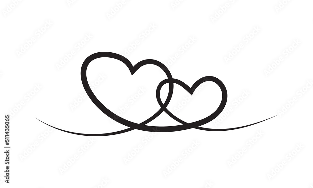 Hand drawn heart symbol. Doodle love sign. Continuous line drawing