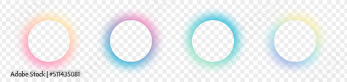 Shining circle frame with gradient isolated on transparent background. Fluid vivid color gradients collection