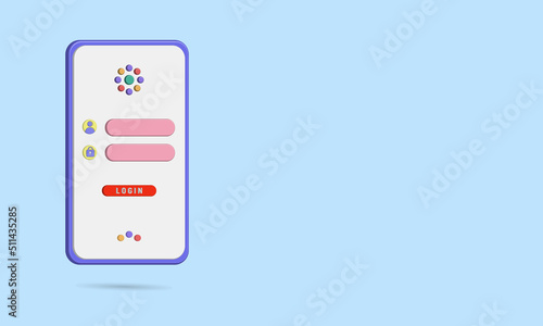3D smartphone access login on website with profile icon and password