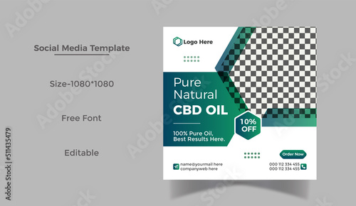 Hemp products or CBD oil social media post web banner and Instagram post template design