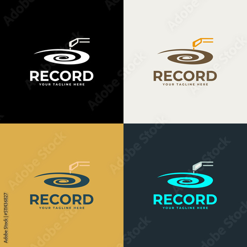 Creative Music illustration logo. vinyl record vector design


