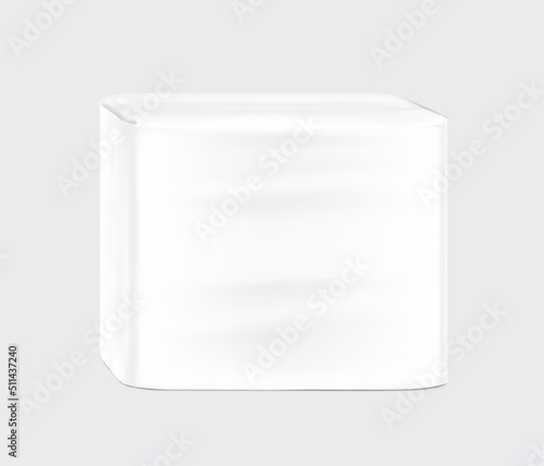 Wide standing pack mockup. Vector illustration isolated on white background. Ready for your design. Suite for the presentation of pads, diaper, wet wipes, foods, household, etc. EPS10.	