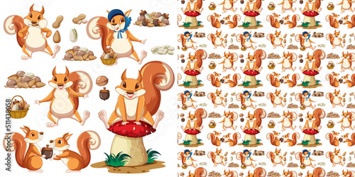 Canvas Print Seamless pattern with cartoon wild animals