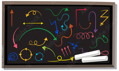 Hand drawn doodles on chalkboard
