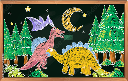Kids sketch colored in hand drawn style