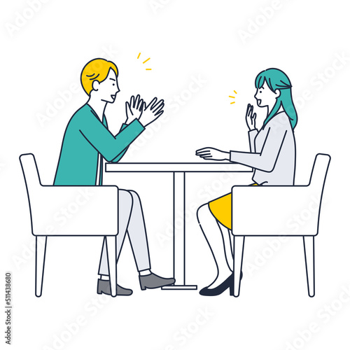 会話が盛り上がる男女のイラスト素材｜mayucolor08