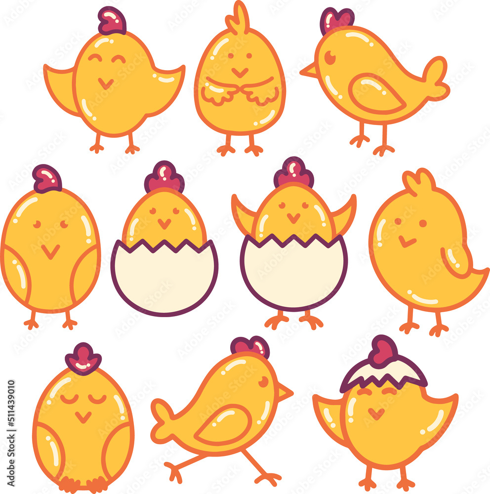 Chicks Doodle Illustration