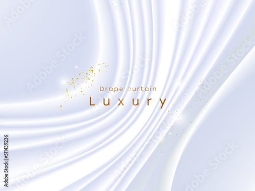キラキラ　きれい　ドレープ　布　シルク エレガント 高級感　パールホワイト ゴージャスな背景 結婚式の招待状などに