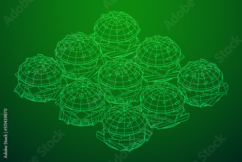 Hamburger or cheeseburger wireframe low poly mesh