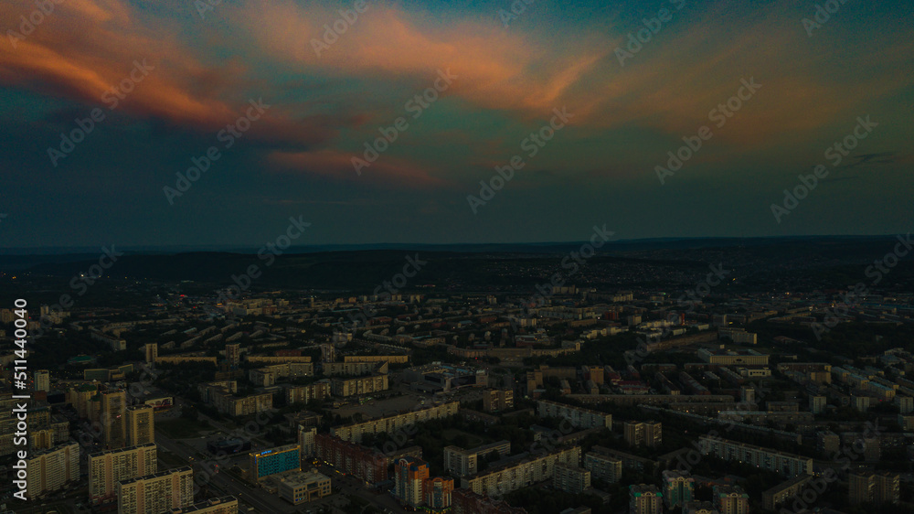 evening city from a bird's-eye view