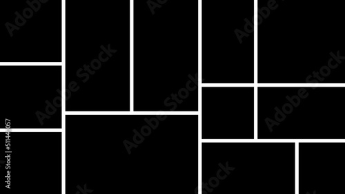 Collage twelve empty frames. Templates photo parts. Vector illustration.