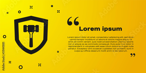 Black Auction hammer icon isolated on yellow background. Gavel - hammer of judge or auctioneer. Bidding process, deal done. Auction bidding. Vector