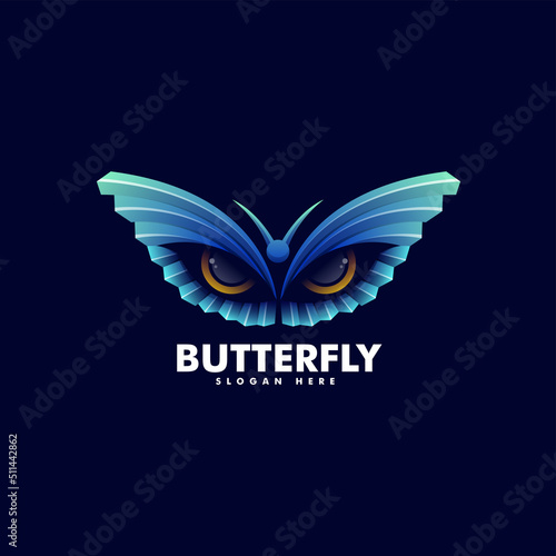 Vector Logo Illustration Butterfly Gradient Colorful Style.