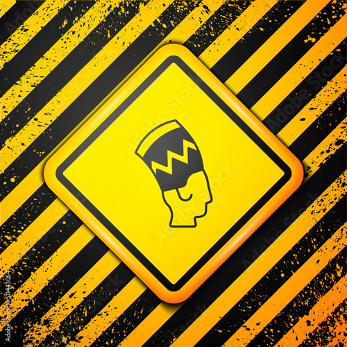 Black Nefertiti icon isolated on yellow background. Warning sign. Vector