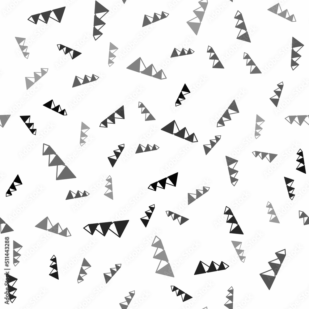 Black Egypt pyramids icon isolated seamless pattern on white background. Symbol of ancient Egypt. Vector