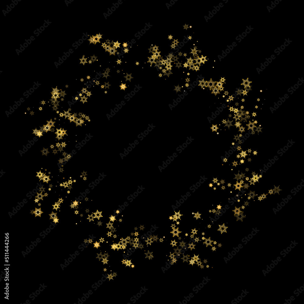 Falling Snow flakes golden pattern Holiday Vector Falling Snow flakes golden pattern Holiday Vector