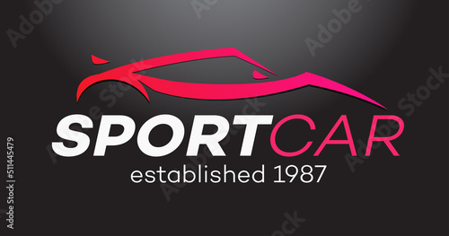 Sport car vector logo isolated on black background for detailing, repair, tuning, car washing, auto service isolated on white background. Stamps, banners and design elements for you business. 10 eps