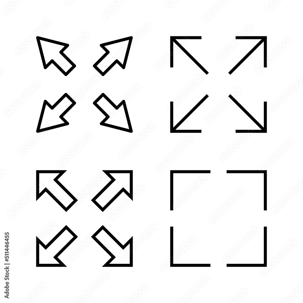 Fullscreen Icon vector. Expand to full screen sign and symbol. Arrows symbol Fullscreen Icon vector. Expand to full screen sign and symbol. Arrows symbol