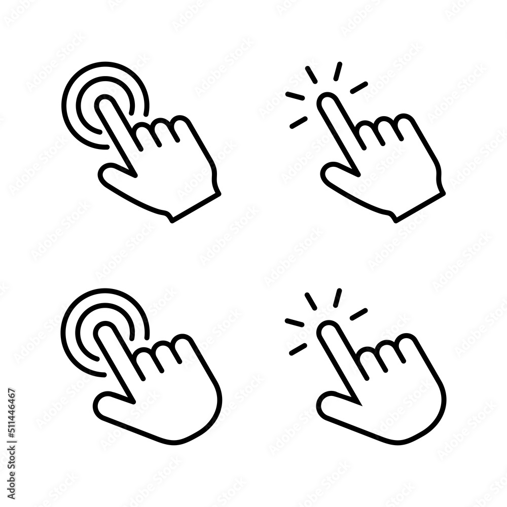 Hand click icon vector. pointer sign and symbol. hand cursor icon Hand click icon vector. pointer sign and symbol. hand cursor icon