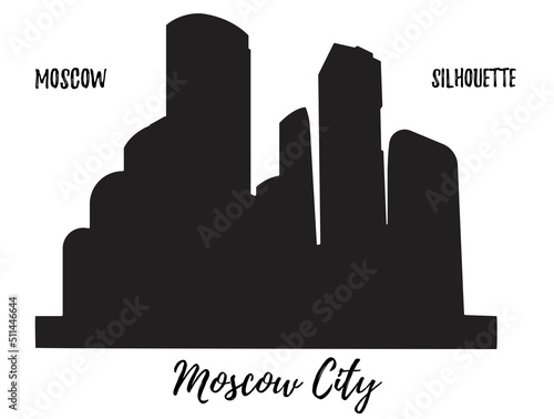 Vector silhouette of the city building  Moscow city center. Famous travel sightseeing. Moscow architecture. Moscow most famous place to visit