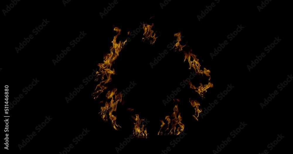 Fire ring, ring fire, ring burn, burn ring. Green screen ring of fire