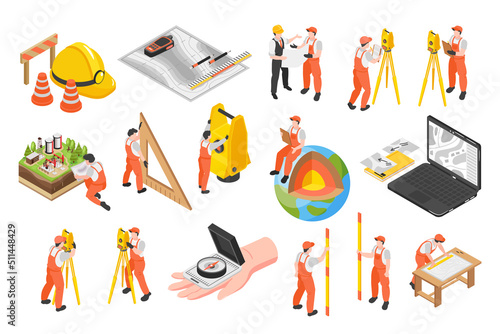 Isometric Engineer Surveyor Set