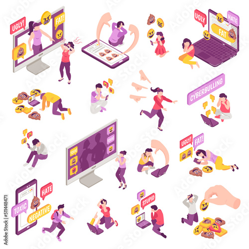 Isometric Cyberbullying Set