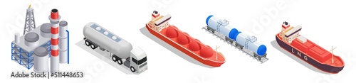 Gas Industry Transportation Isometric Set