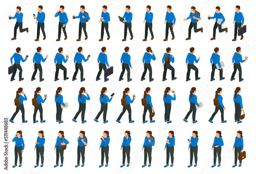Walking People Isometric Big Set
