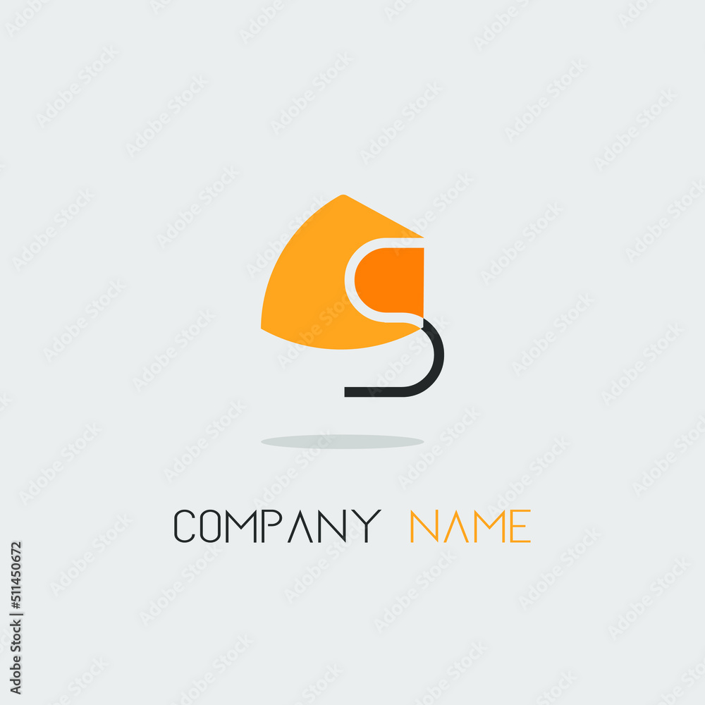 Obraz premium logo icon for insurance companies and retail stores, simple camera shop orange line elegant line trendy design animal letter S