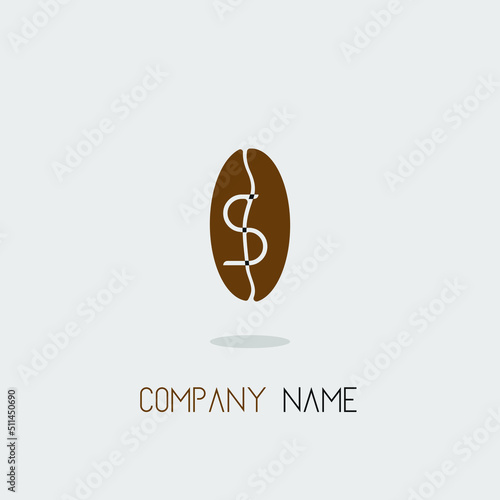 logo for coffeshop with brown coffee bean shape with elegant simple design