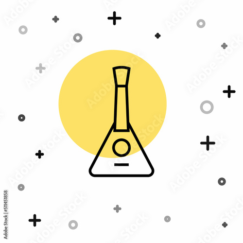Black line Musical instrument balalaika icon isolated on white background. Random dynamic shapes. Vector