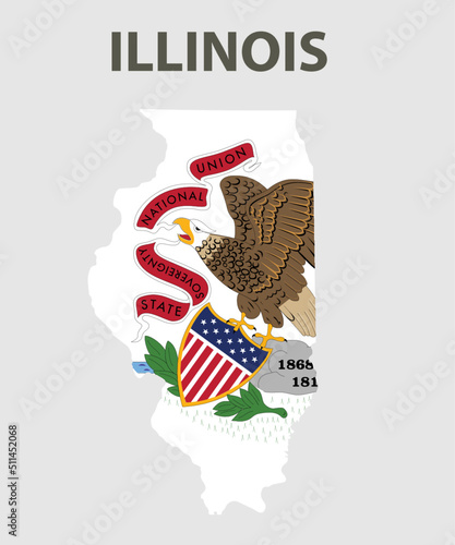 Tablou canvas State with a flag. Illinois, USA.