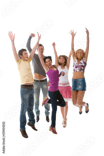 People are Jumping and Having Fun on Isolated White Background