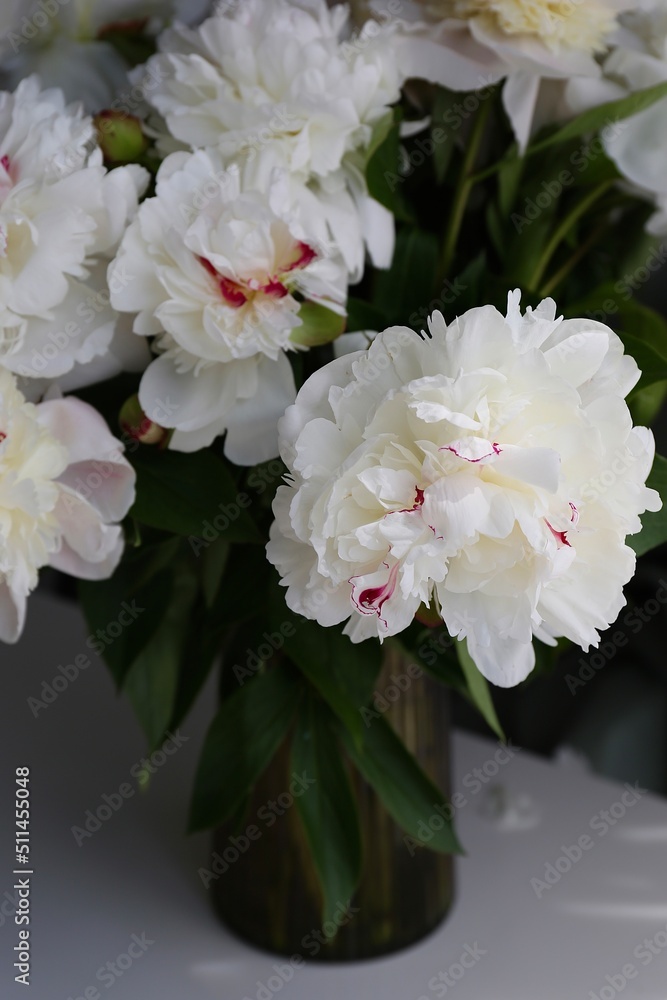 bouquet of white peonies in the white table bouquet of white peonies in the white table