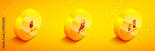 Set Isometric Wine glass, tasting, degustation and Sommelier icon. Vector