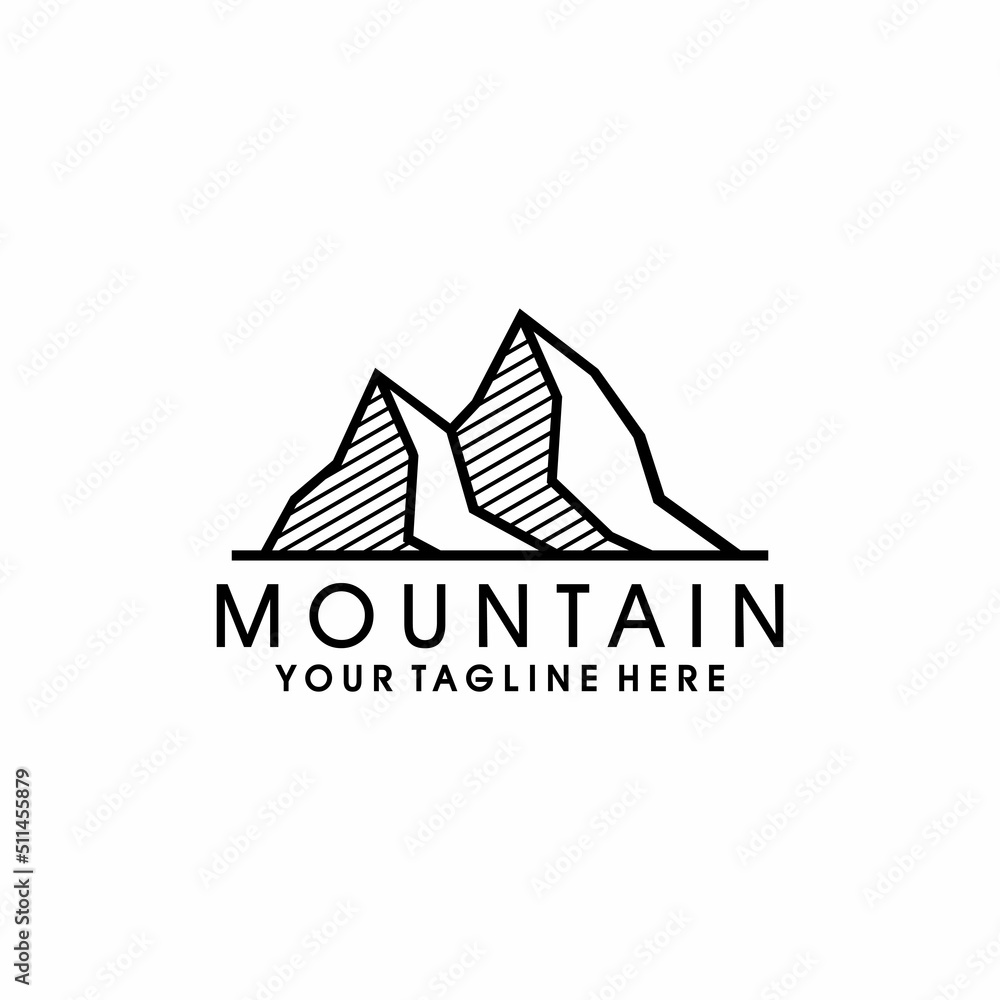 mountain logo design template with line art style vector