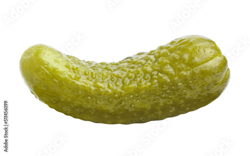 Delicious pickled cucumber, isolated on white background