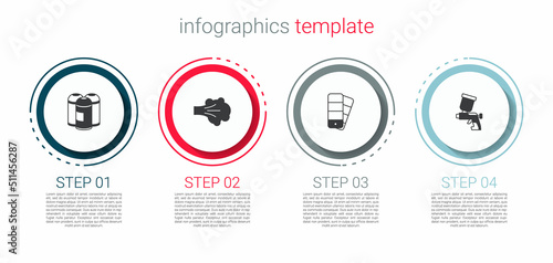 Set Paint spray can, Color palette guide and gun. Business infographic template. Vector