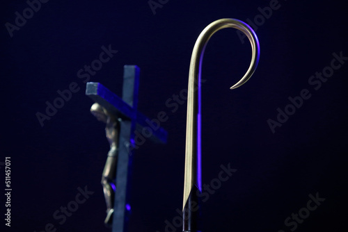 Hopeteen festival, Issy-les-Moulineaux, France. Bishop's crozier and crucifix. 22.03.2018 photo