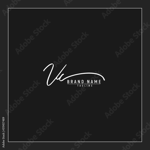 initials VC logo design signature monogram handwriting vector graphic premium illustration