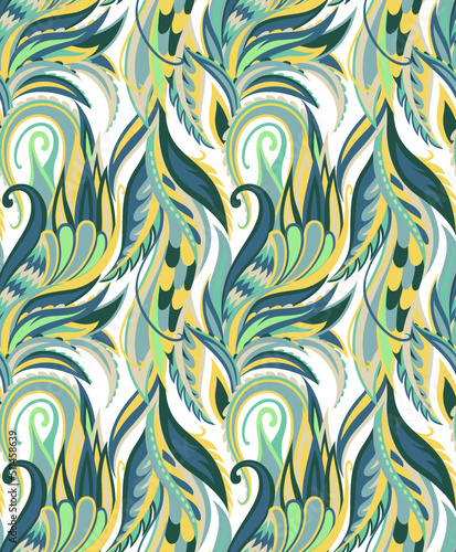 Feather waves seamless pattern. For printng and decoration